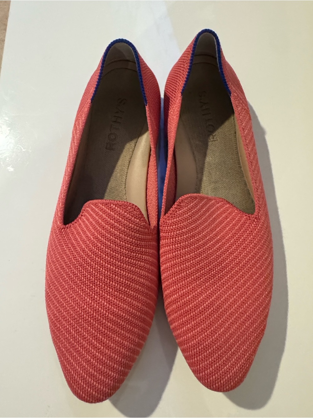 Rothy's Coral Pink Knit Slip-On Flats